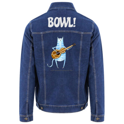 Denim Jacket - Guitar Cat & Bowl!  Thumbnail